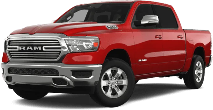 Red RAM pickup truck front view