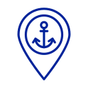 Anchor inside a map pin icon